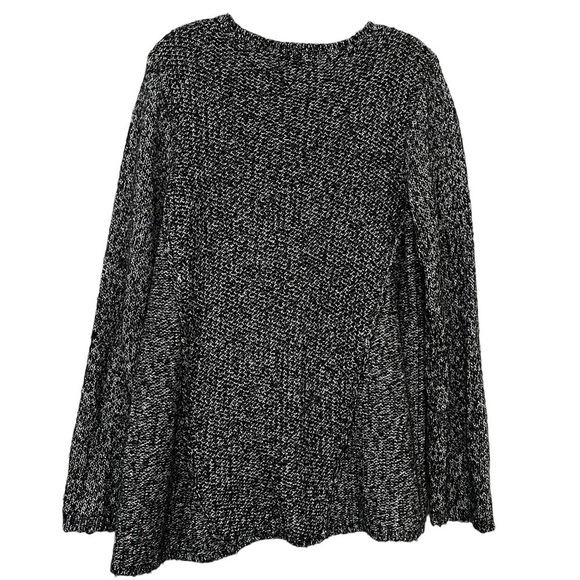 Calvin Klein Large Black White Gray Heathered Long Sleeve Raw Hem Sweater O - Picture 2 of 4